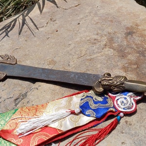 Antique Rare Authentic Buddhist Iron Wisdom Fire Ceremonial Manjushri Sword,Sacred Buddhist Blade,Tantric Buddhist Knife,Buddhist Artifact