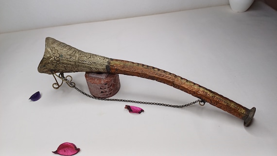 Antique Rare Tibetan Buddhism Ritual Instrument Copper Trumpet  