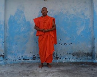 Handmade 6 Piece Complete Tailored Organic Cotton Theraveda Buddhist Monk Robe Set,Kasaya Monastic Prayer/Meditation/Spiritual Cloth Set