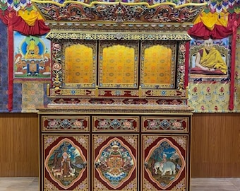 Handcarved Foldable Wooden Tibetan Buddhist Altar Cabinet,tibetan