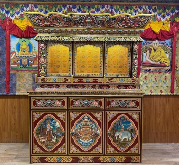 Handcarved Foldable Wooden Tibetan Buddhist Altar Cabinet,tibetan