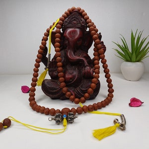 11-12mm  Old Phoenix One Eye Bodhi Seeds Mala With Yellow Counters,Buddhist beads,Tibetan Bodhi Beads,Prayer Mala,Nepali Bodhi Seed