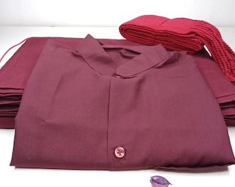 3 Piece Tailored Organic Cotton Authentic Theraveda Buddhist Monk Monastic Robe Set,Kasaya Monastic Prayer/Meditation/Spiritual Cloth Set