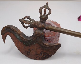 Antique Rare Authentic Buddhist Ritual Wand Khatvanga Axe With