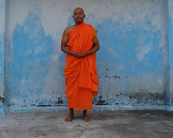 One Piece HandTailored Organic Cotton Authentic Buddhist Monk Monastic Robe,Kasaya Buddhist Monk Prayer/Meditation/Spiritual Cloth,Monk Gift