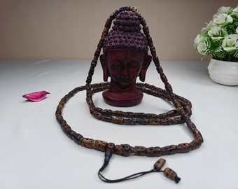 108 Handcarved Skull Bone  Beads,Bone Meditation Mala, Antique bone necklace,Ethnic Bone Jewellery,Tibetan Buddhist Prayer Skull Bone Mala,