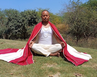 TANTRIK Large Traditional Handwoven Tibetan Buddhist Ngakpa Tantric Raw Eri Silk Meditation Shawl,Buddhist Silk Shawl,Ngakpa Meditation Wrap