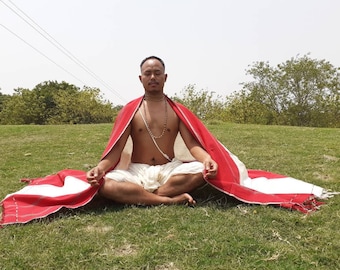 TANTRIK Large Traditional Handwoven Tibetan Buddhist Ngakpa Raw Eri Silk Meditation Shawl,Buddhist Silk Shawl,Ngakpa Tantric Meditation Wrap