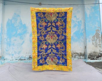 Mantel de mesa tibetano budista Ashtamangala Budha de brocado de seda multicolor hecho a mano para altar/santuario tibetano, camino de mesa budista zen tibetano