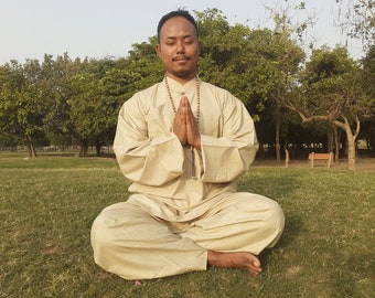 Tibetan Traditional Meditation Suit,Buddhist Meditation Robe,Meditation Pant and Shirt for Men,Tibetan Clothing for Men,Tibetan Prayer Robe