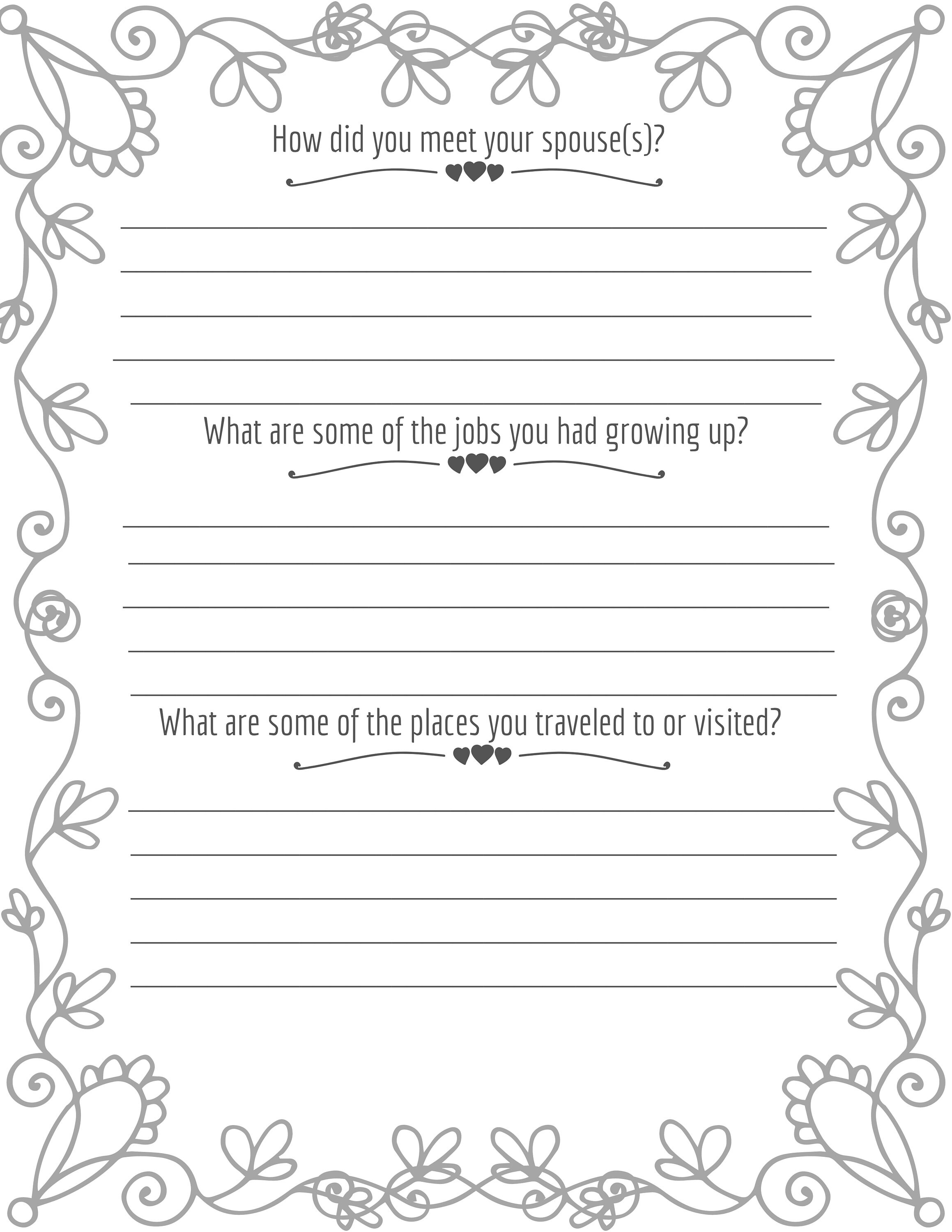 Grandparents Questionnaire Etsy