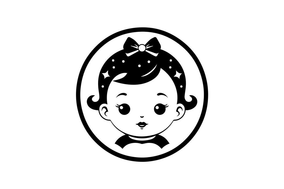 Cute Baby Girl SVG Adorable Handdrawn Art Playful Infant Etsy
