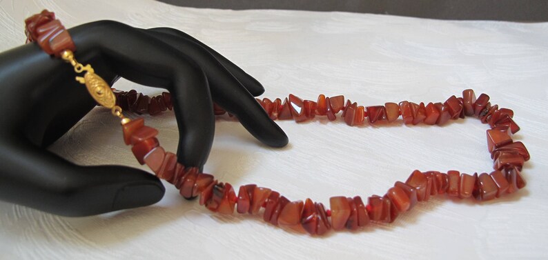 Tribal Mid Century. Hippie Honey Brown Gemstones Jewelry 1980s Gift for women Carnelian Necklace Rust color Nuggets Beads