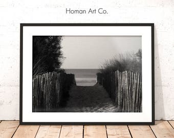 Beach Walkway | Ocean, Water, Coastal Décor, Beach Wall Art, Black & White Photograph, Printable Art, Instant Digital Download