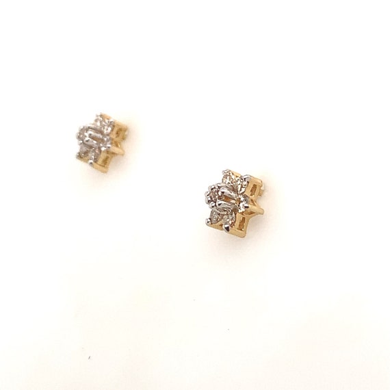 Diamond Flower Shaped Stud Earrings in 14K Yellow… - image 4