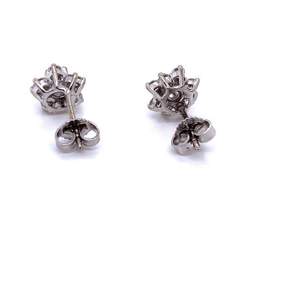 14K White Gold Diamond Cluster Flower Stud Earrin… - image 3