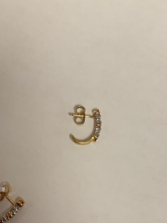 Genuine Diamond and Ruby Solid 14K Yellow Gold Hu… - image 3