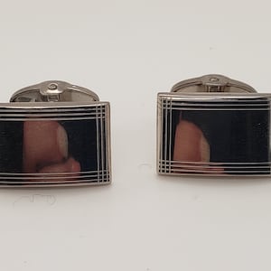 Sterling Silver Men&#39;s Cufflinks Set Finitura liscia lucida