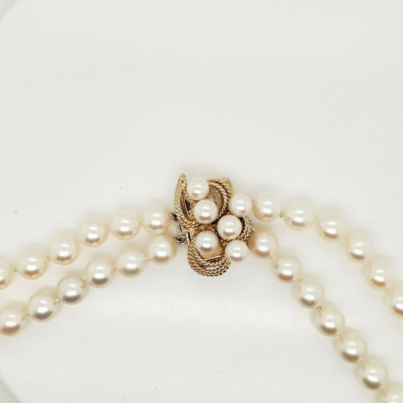 Vintage Cream Colored Cultured Pearl Double Stran… - image 4