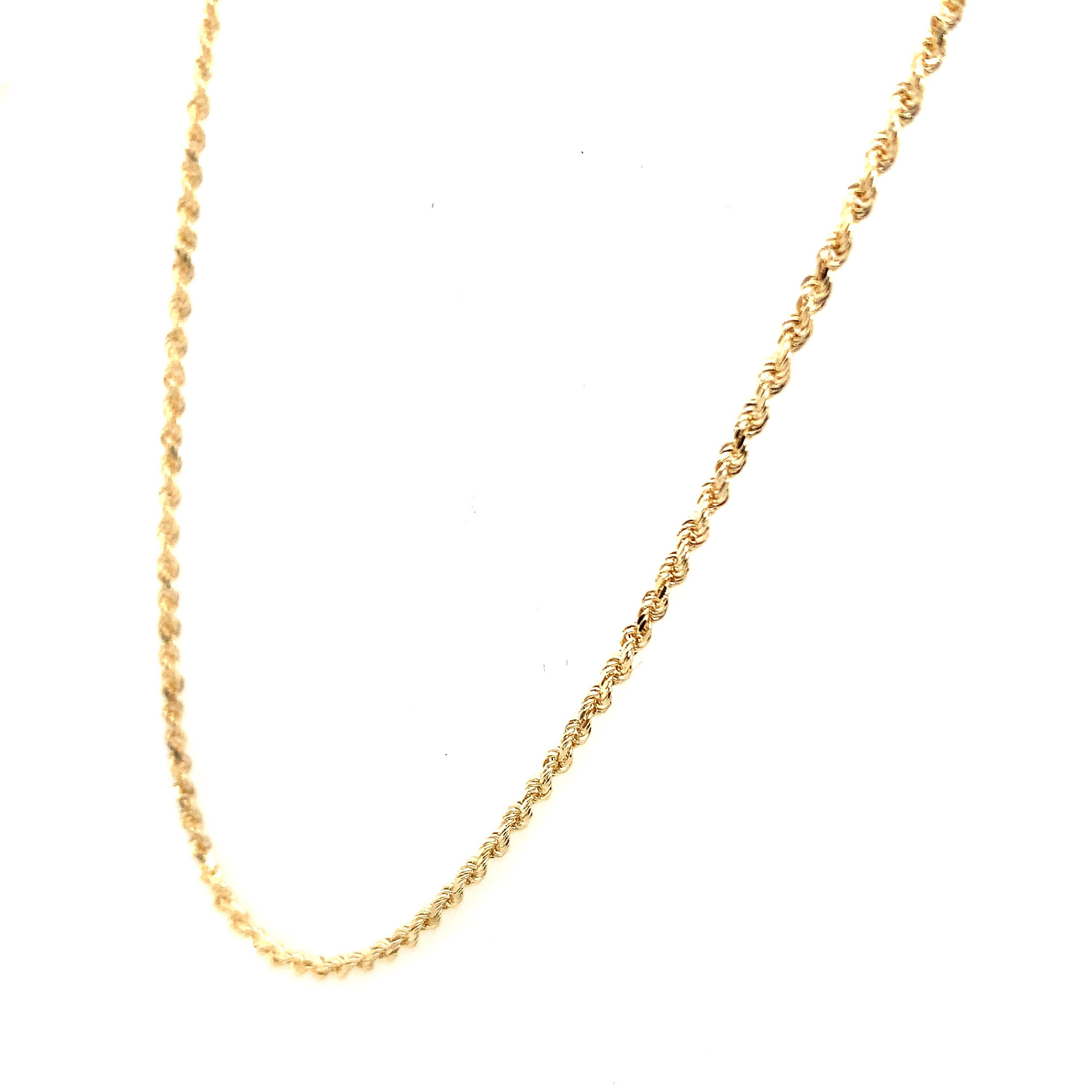14K Yellow Gold Rope Chain Necklace 30 