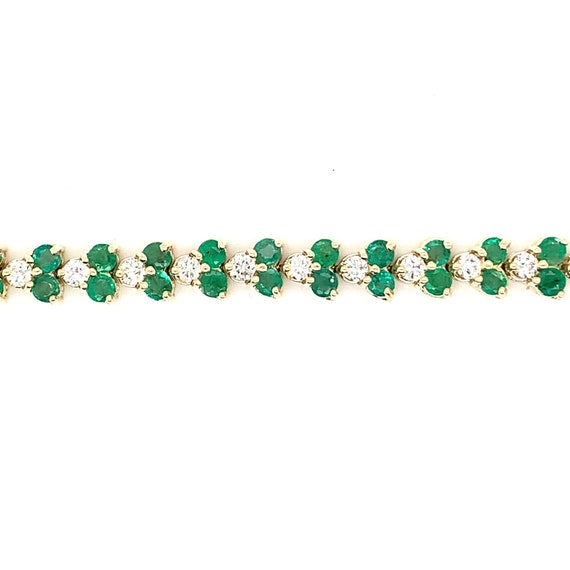 Diamond and Emerald Tennis Bracelet in 14K Yellow… - image 5