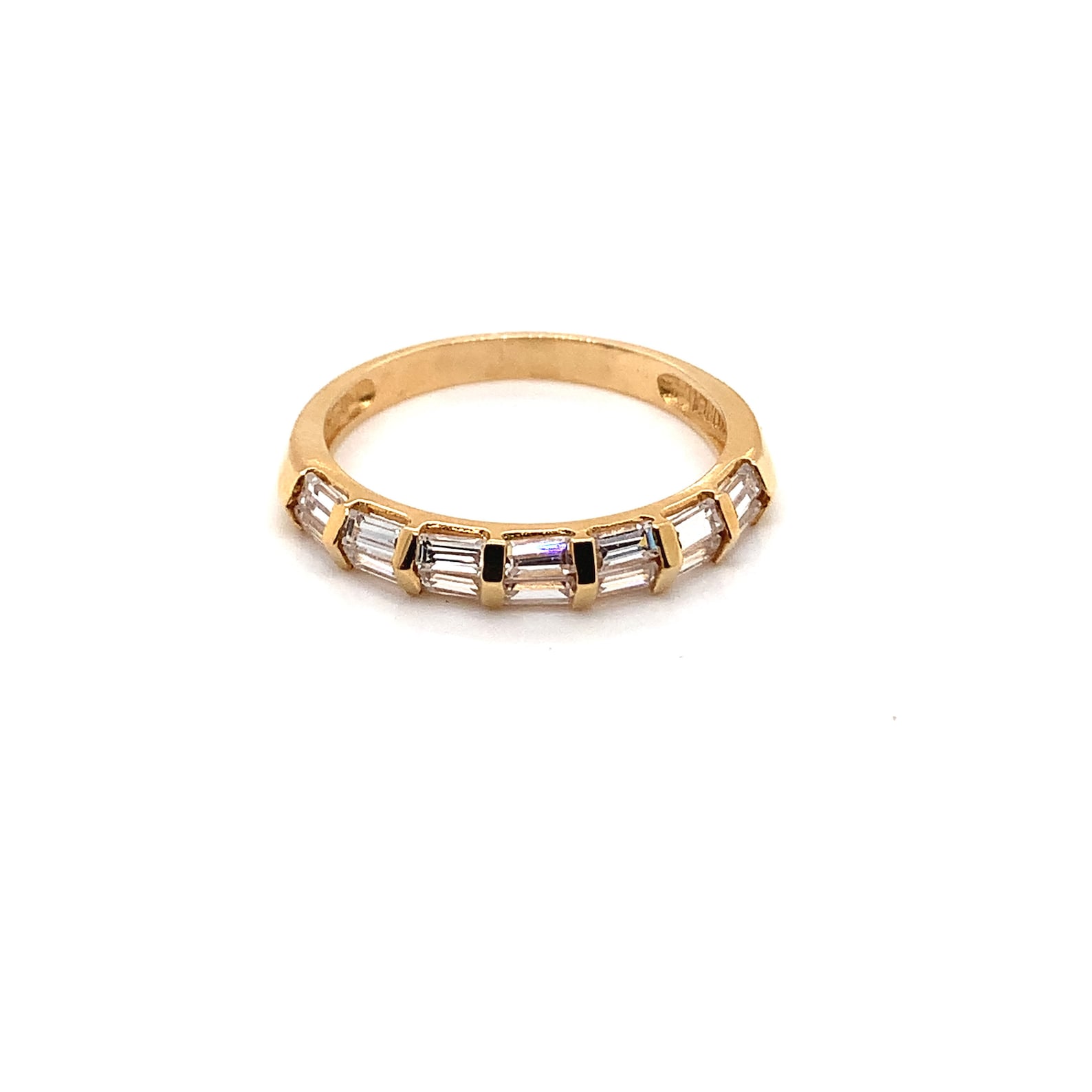 Phoebe Baguette CZ Gemstone Gold Band Ring