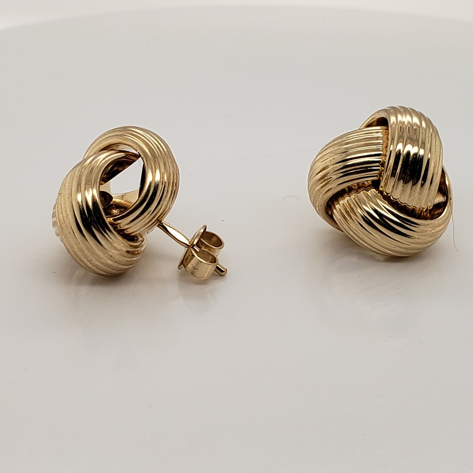 18K Yellow Gold Large Love Knot Stud Earrings Etsy