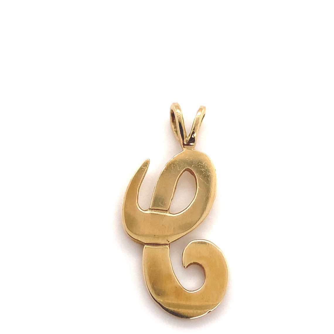 14KT Solid Yellow Gold Letter C Pendant Script Initial Etsy