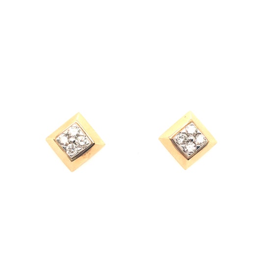 Vintage Diamond Yellow Gold Square Shaped Unique E