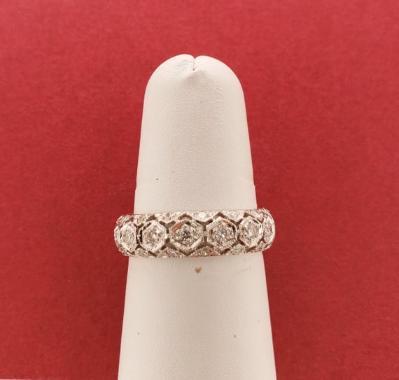 Vintage Solid 14K White Gold and Diamond Intricat… - image 1