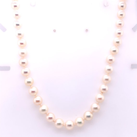 14K Solid Yellow Gold Pearl Necklace - image 1