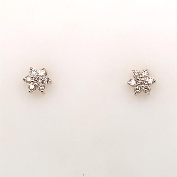 Diamond Flower Shaped Stud Earrings in 14K Yellow… - image 3