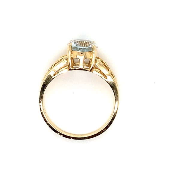 Oval Aquamarine and 14K Yellow Gold Filigree Ring… - image 3