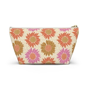 Sunflower Cosmetic Pouch - Stylish T-bottom Makeup Bag for Her, Perfect Gift