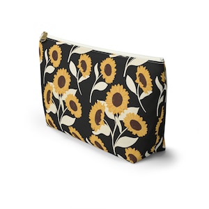 Sunflower Accessory Pouch w T-bottom, Cosmetics Case, Travel Case, Sunflower Travel Case