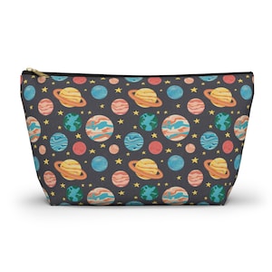 Space Theme Pouch - Stars and Planets Cosmetic Bag for Travel, Back to School