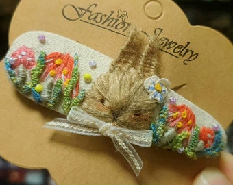 Customizable Hand Embroidered Hair Clips Hand Embroidery Embroidered Clip Embroidered Hairclip