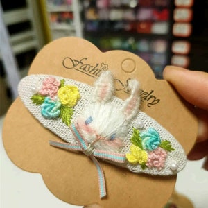 Customizable Hand Embroidered Hair Clips Hand Embroidery Embroidered Clip Embroidered Hairclip image 5