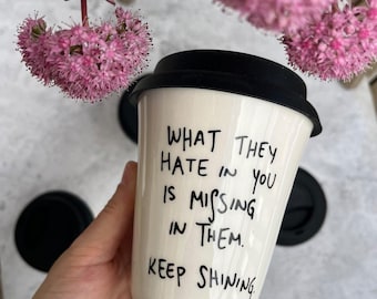 Ceramic Travel Mug - Handmade Pottery - Travel Mug - Reusable Coffee Mug - Handmade Gift - Take away-mug - Hand-thrown Ceramic Travel Mug