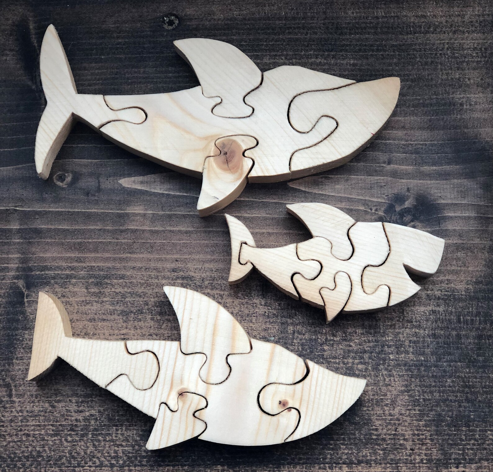 Baby Shark Wooden Puzzle L Montessori Baby Shark Puzzle L Etsy
