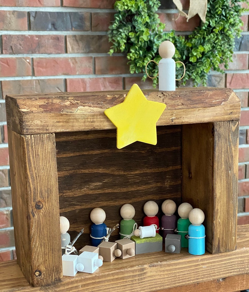 Rustic Handmade Wooden Nativity Set L Farmhouse Nativity L Etsy Canada