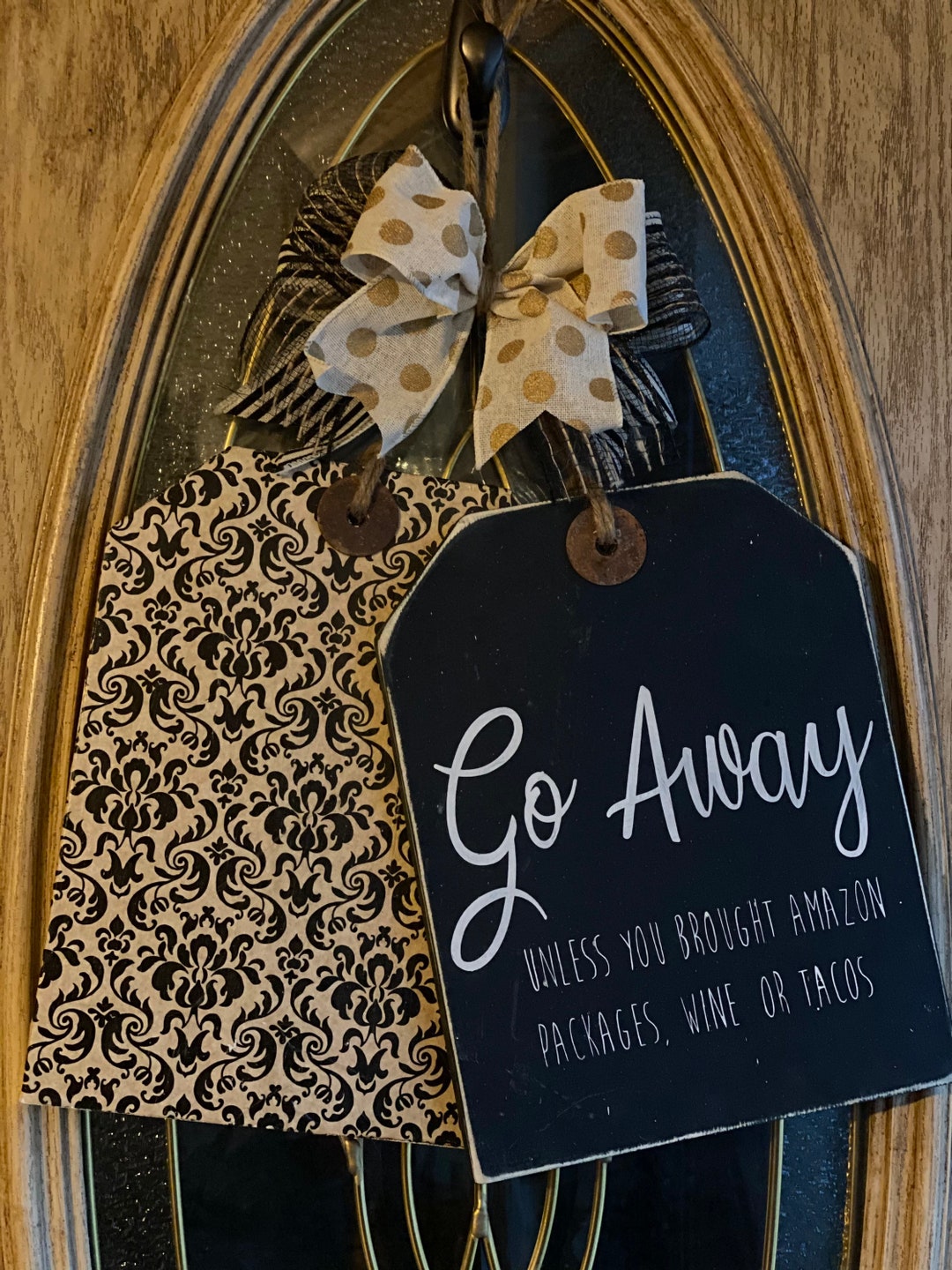 Funny Door Hanger Tag Wood Door Hanger Go Away Door Tag Etsy