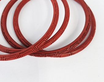 Beautiful Red Vintage HandCarved Bangles