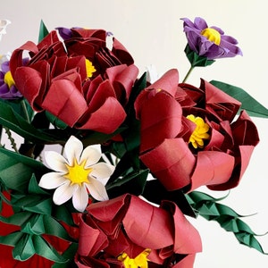 Paper Peonies & Daisies Origami Bouquet Paper Flower - Etsy