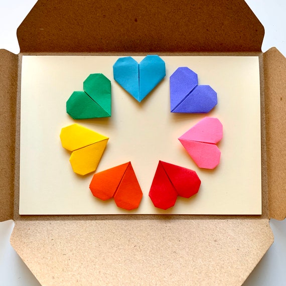 Custom DIY Card Origami Kit With Colorful Paper Hearts, Do It