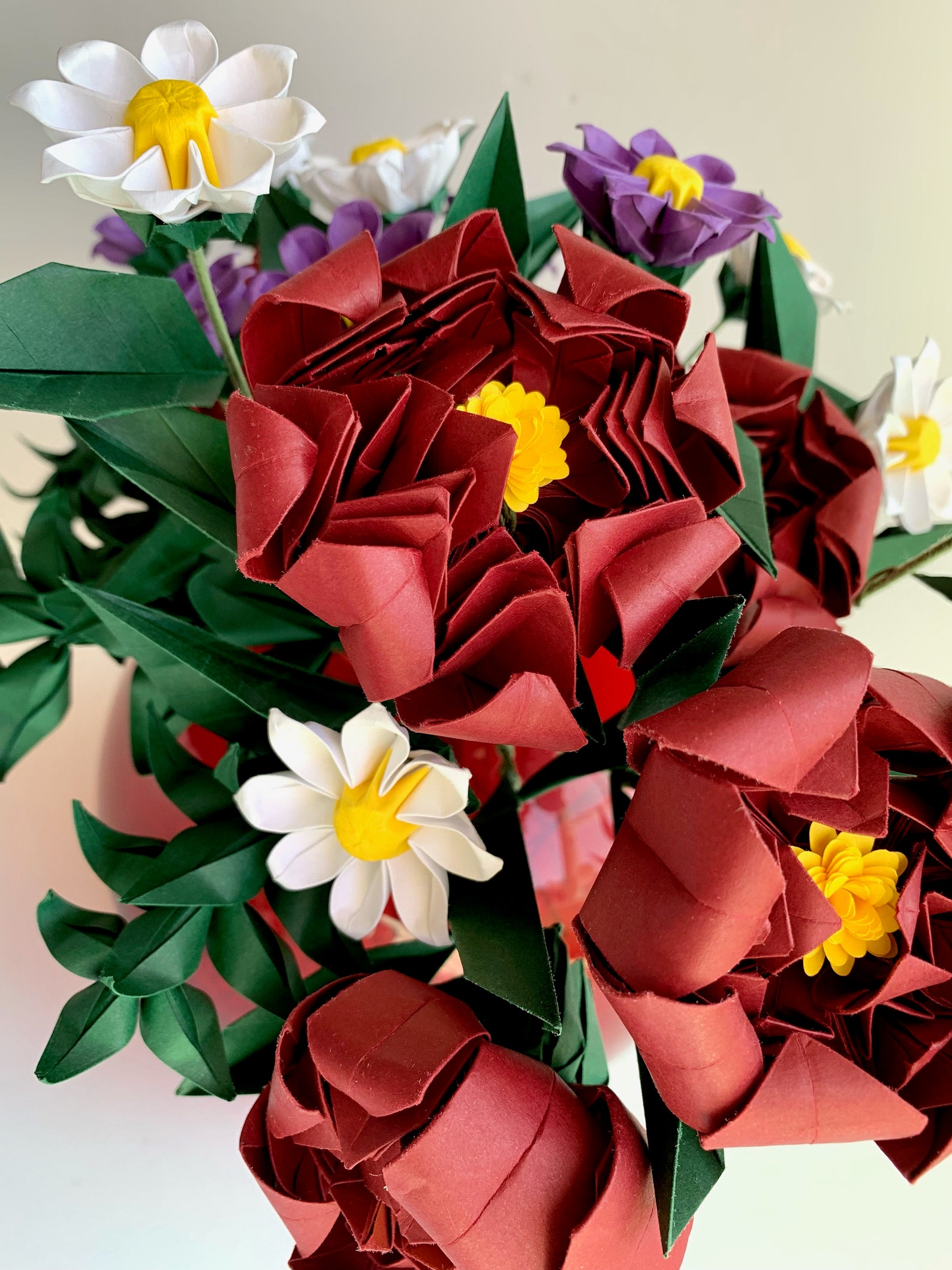 Paper Peonies & Daisies Origami Bouquet Paper Flower - Etsy