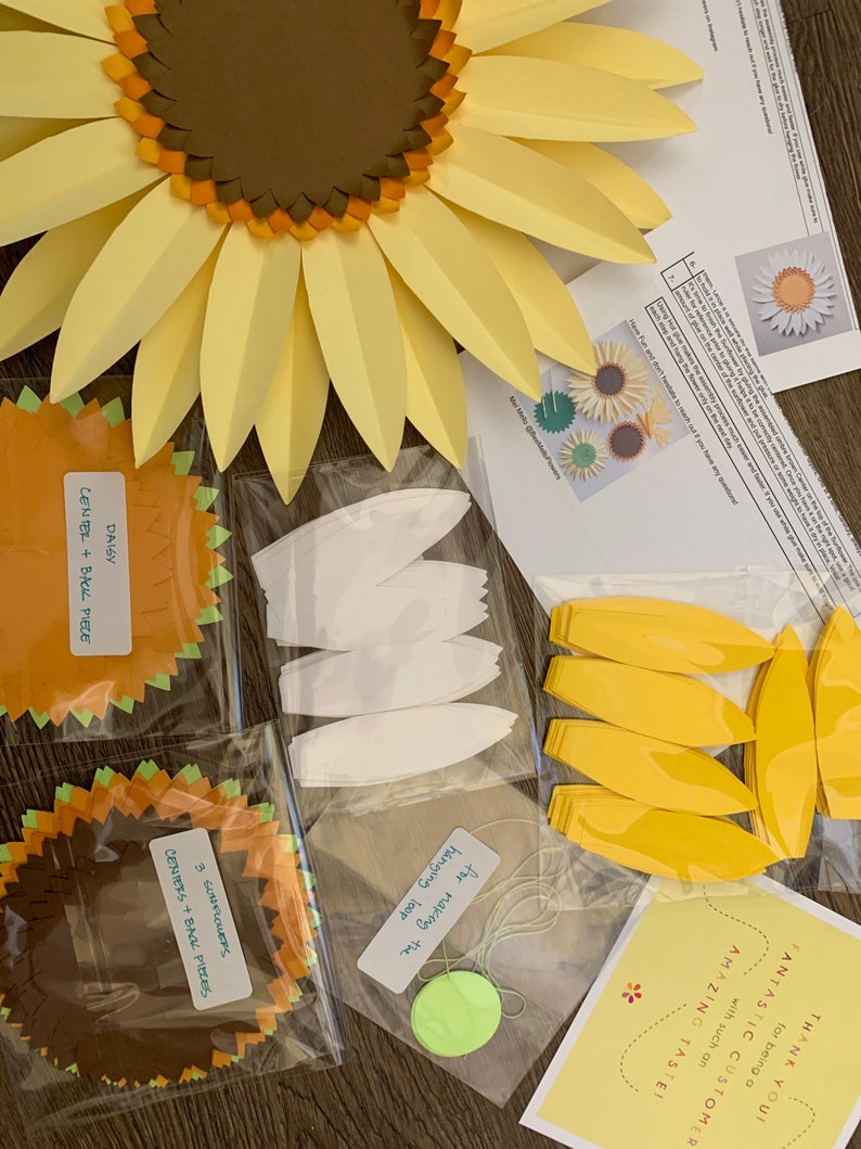 Giant Paper Sunflower DIY Kit Pre-cut Set of 3 Large - Etsy