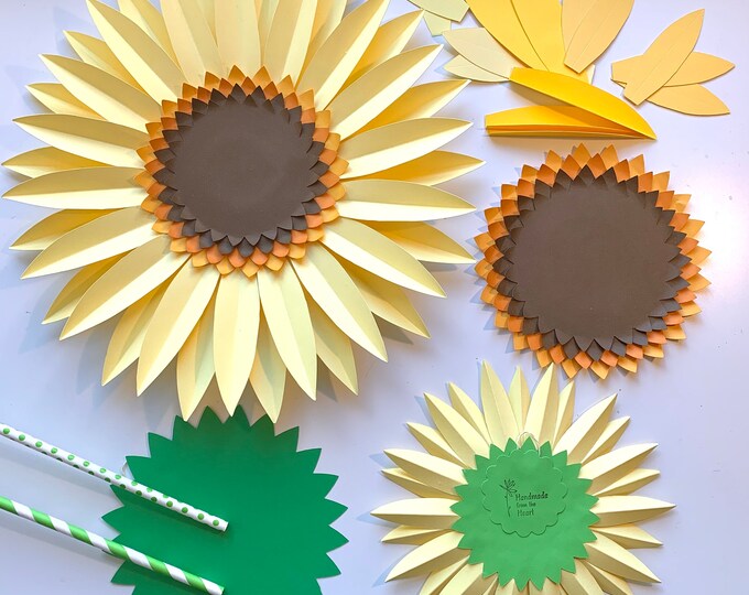 Giant Paper Sunflower DIY Kit, Precut Set of 3 Large Sunflowers or Daisies, Spring Backdrop Do