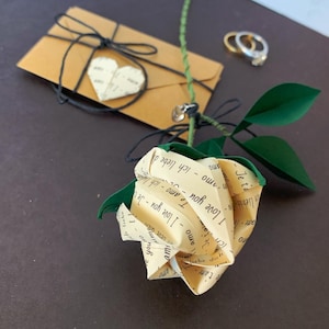 1 year Anniversary Origami rose personalized gift for wife, everlasting paper flower customizable wedding anniversary gift