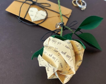 Origami Paper Rose, Personalized Anniversary Gift, Customizable Ivory Paper Flower